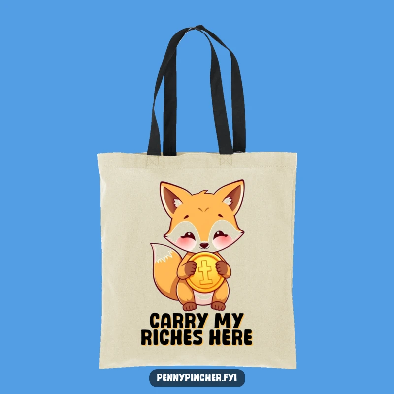 Funny Fox Polishing Gold Coin Tote Bag - Chic Funny Gift for Shoppers