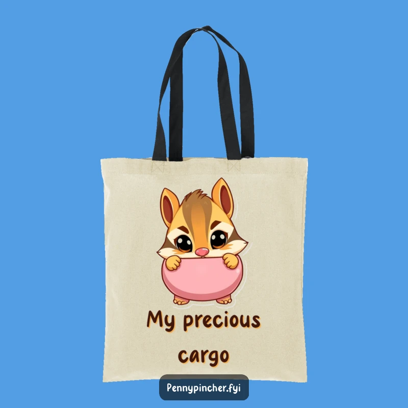 Funny Cautious Chipmunk Piggy Bank Tote Bag: Carry Your Cautious Charm Everywhere