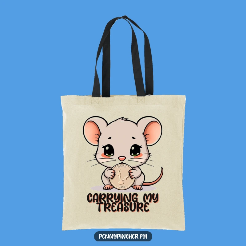 Funny Cautious Mouse Penny Tote Bag - Carry Your Valuables with Humor