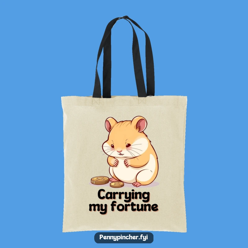 Funny Hamster Polishing Penny Tote Bag: Carry Your Efforts with Gleaming Style