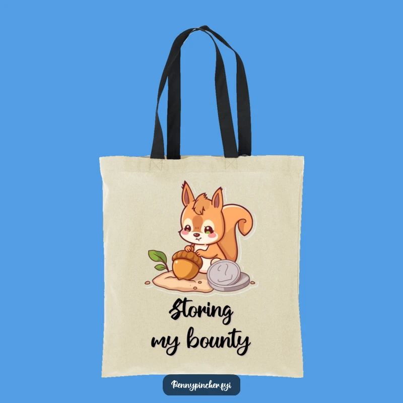 Funny Hopeful Squirrel Burying Acorn Coin Tote Bag: Carry Your Future with a Smile