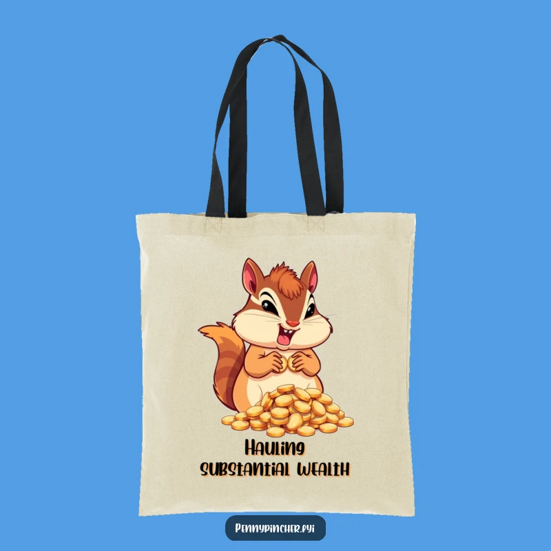 Funny Chipmunk Hoarder Tote Bag: Carry Your Treasures with Determined, Hilarious Character