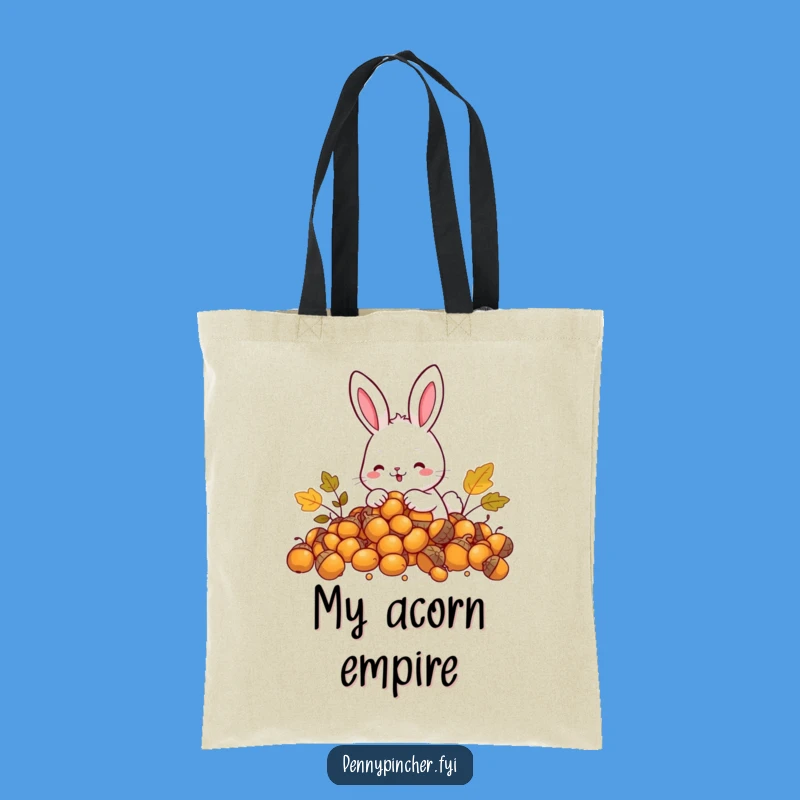 Funny Rabbit Tote Bag: Happy rabbit w/ acorns, perfect for carrying funny gift.